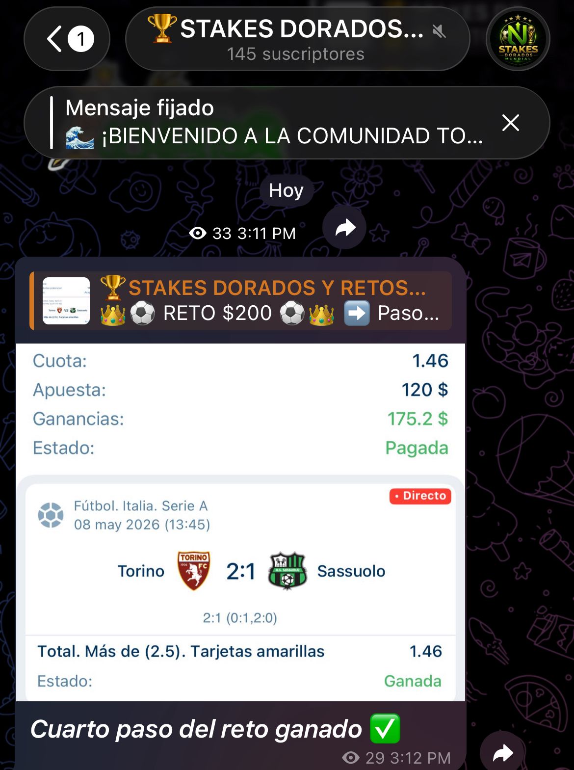 Resultado real de la comunidad Neptuno